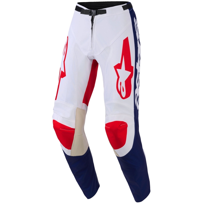Pantaloni motocross Alpinestars Racer Riway alb-albastru-roșu