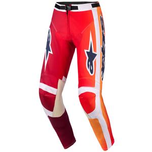 Pantaloni motocross Alpinestars Racer Portl roșu-portocaliu-gri deschis