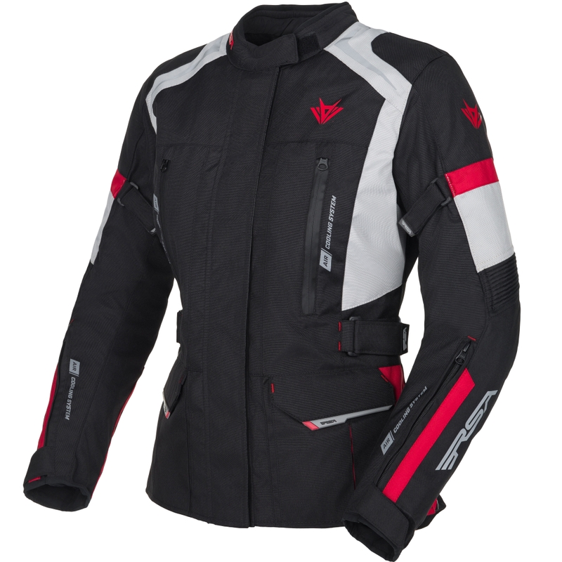 Geacă de motocicletă pentru femei RSA EXO 2 negru-gri-roșu