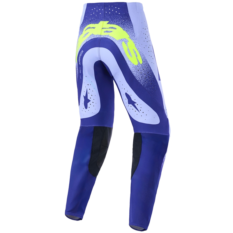Pantaloni motocross Alpinestars Supertech Scenz violet-galben fluo