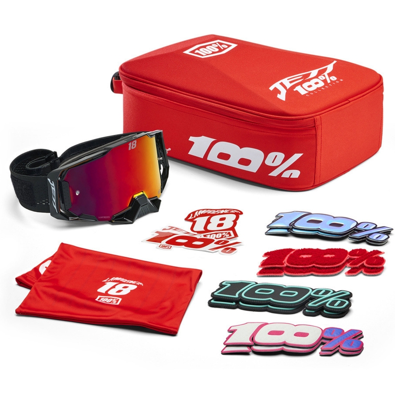 Ochelari motocross 100% Armega Hiper Jett Special cu plexiglas roșu