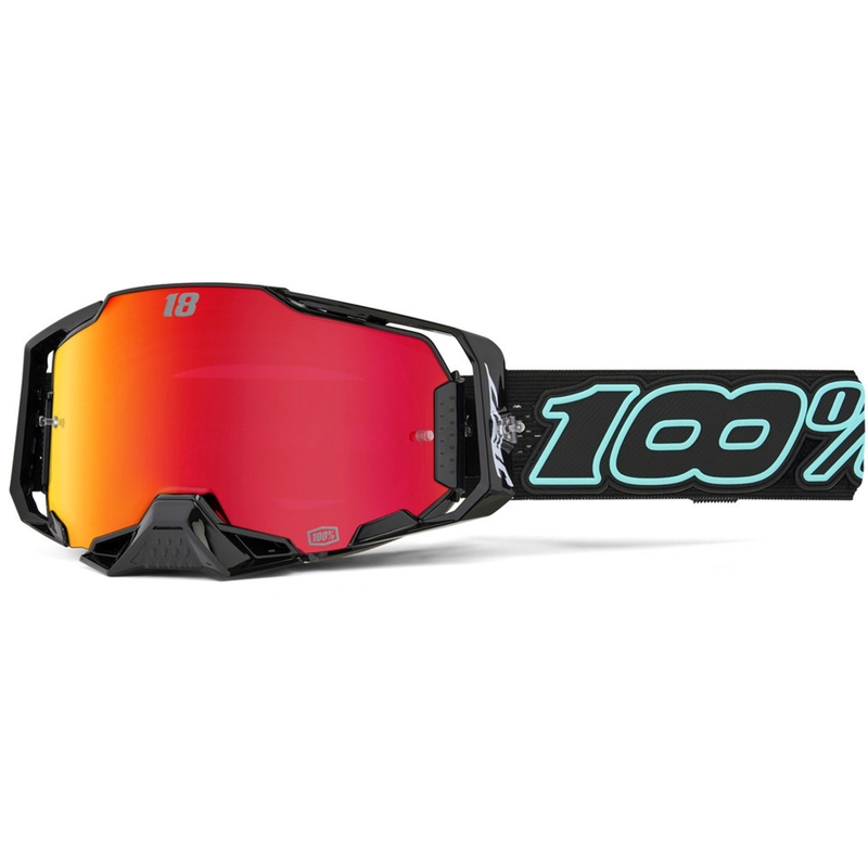 Ochelari motocross 100% Armega Hiper Jett Special cu plexiglas roșu