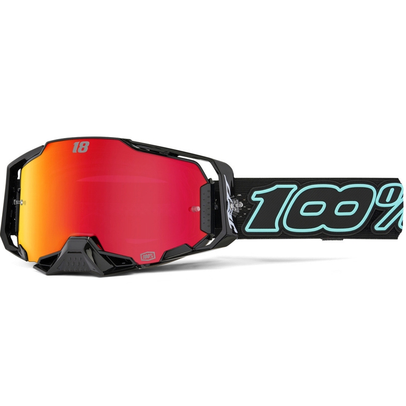 Ochelari motocross 100% Armega Hiper Jett Special cu plexiglas roșu