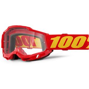 Ochelari motocross 100% Accuri 2 roșii cu plexiglas transparent