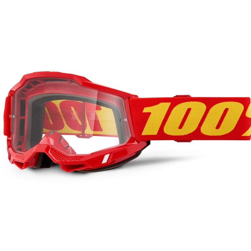 Ochelari motocross 100% Accuri 2 roșii cu plexiglas transparent