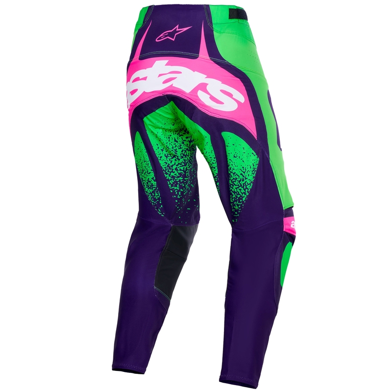 Pantaloni motocross Alpinestars Techstar Nomur violet închis-verde-roz fluo