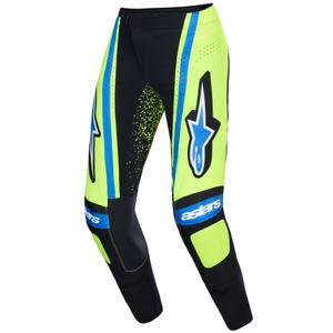 Pantaloni motocross Alpinestars Techstar Nomur albastru închis-galben fluo-albastru