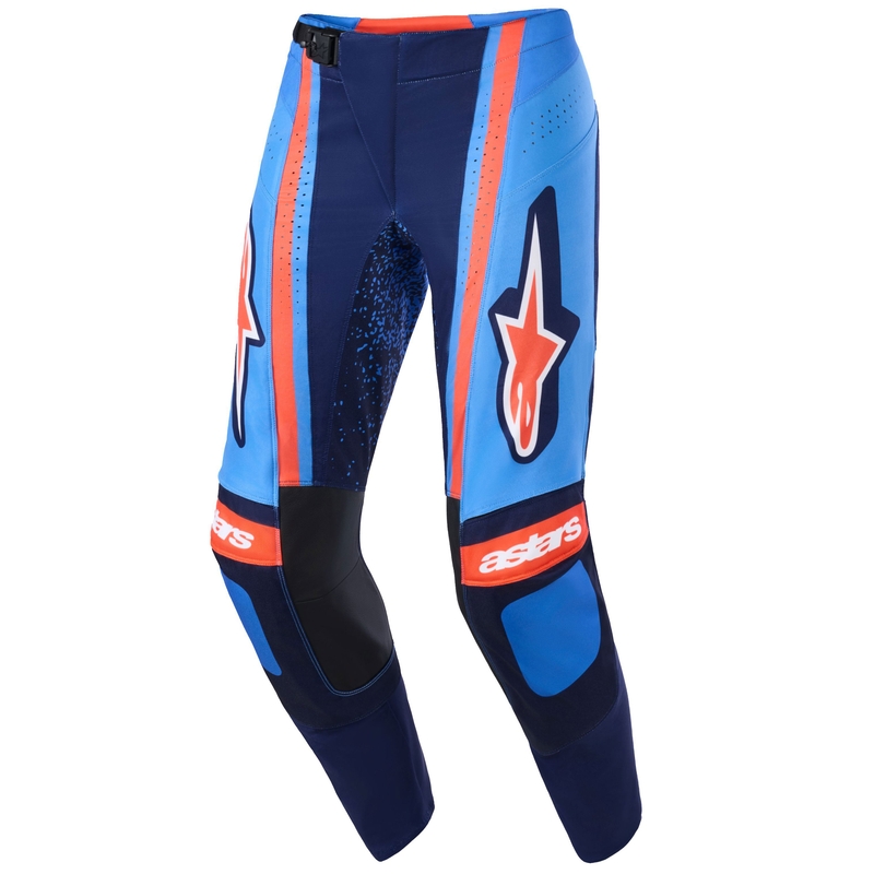 Pantaloni motocross Alpinestars Techstar Nomur albastru închis-portocaliu-albastru