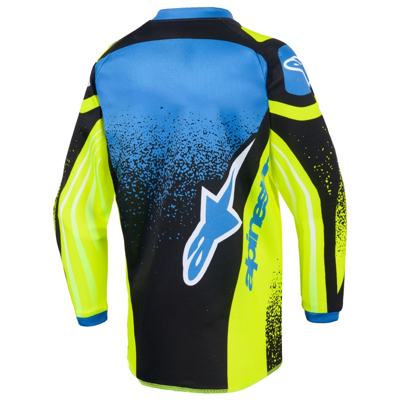 Tricou Motocross Alpinestars Racer Nomur Copii Albastru Închis-Galben Fluo-Negru