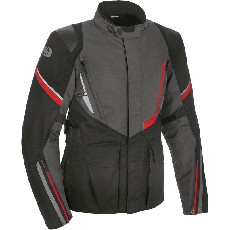 Jachetă motociclistă Oxford Montreal 4.0 Dry2Dry™ Negru-Gri-Roșu
