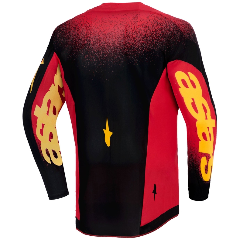 Tricou motocross copii Alpinestars Supertech Scenz roșu-negru-galben