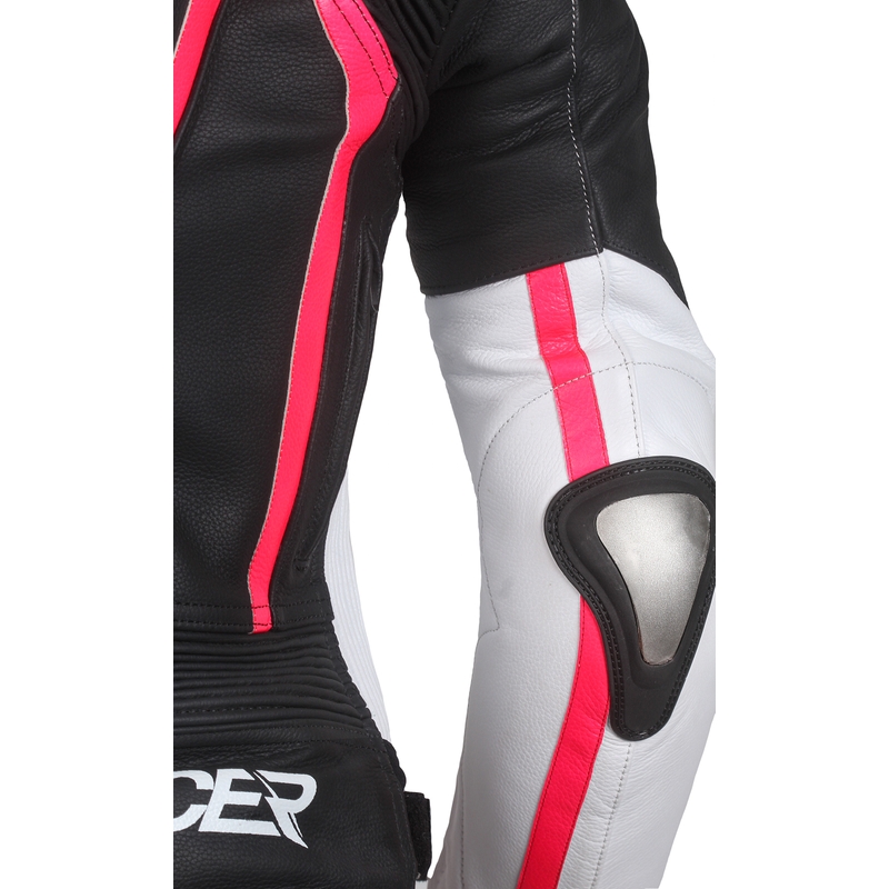 Geacă moto pentru femei Street Racer Electra negru-alb-roz fluorescent lichidare