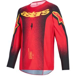 Tricou motocross copii Alpinestars Supertech Scenz roșu-negru-galben