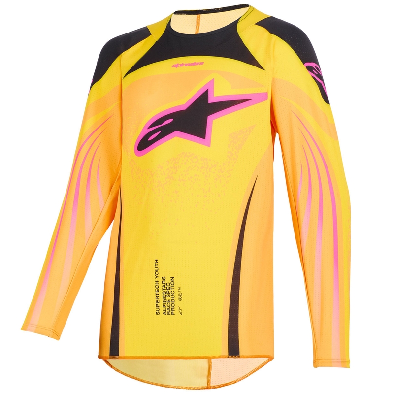 Tricou Motocross Alpinestars Techstar Nomur Copii Portocaliu-Galben-Roz
