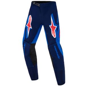 Pantaloni Motocross Alpinestars Supertech Vista pentru Copii, Albastru Închis-Coral-Cobalt
