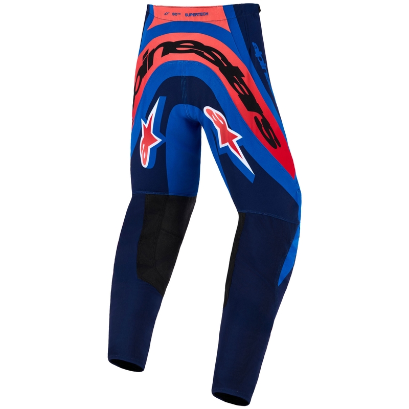 Pantaloni Motocross Alpinestars Supertech Vista pentru Copii, Albastru Închis-Coral-Cobalt