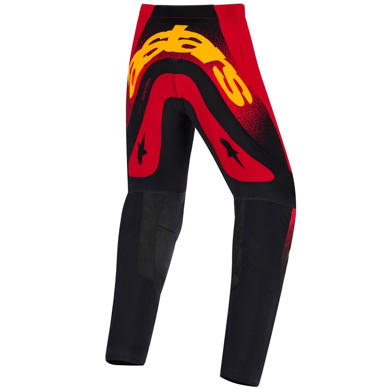 Pantaloni motocross copii Alpinestars Supertech Scenz roșu-negru-galben