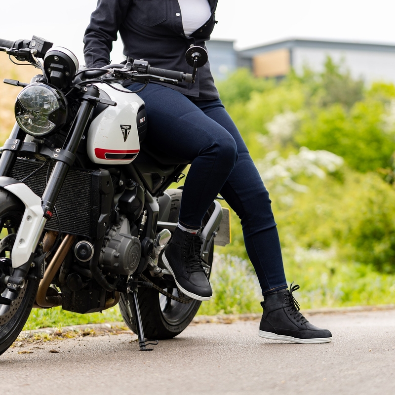 Blugi motociclisți pentru femei OXFORD ORIGINAL APPROVED SUPER STRETCH JEANS AA SLIM FIT albastru indigo