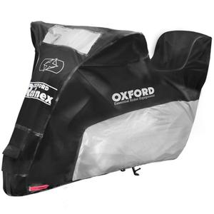 Husă pentru motocicletă Oxford Rainex cu compartiment pentru bagaje, negru-argintiu