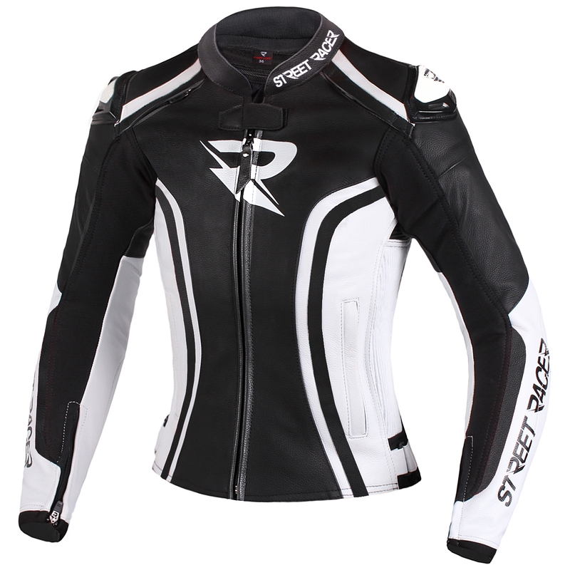 Geacă moto pentru femei Street Racer Electra negru-alb lichidare