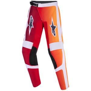 Pantaloni motocross Alpinestars Fluid Portl pentru copii, roșu-portocaliu-gri deschis