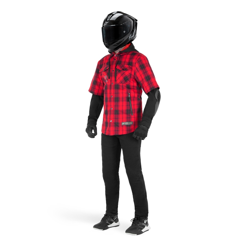 Tricou motocicletă Alpinestars MO.ST.EQ Tartan roșu-negru