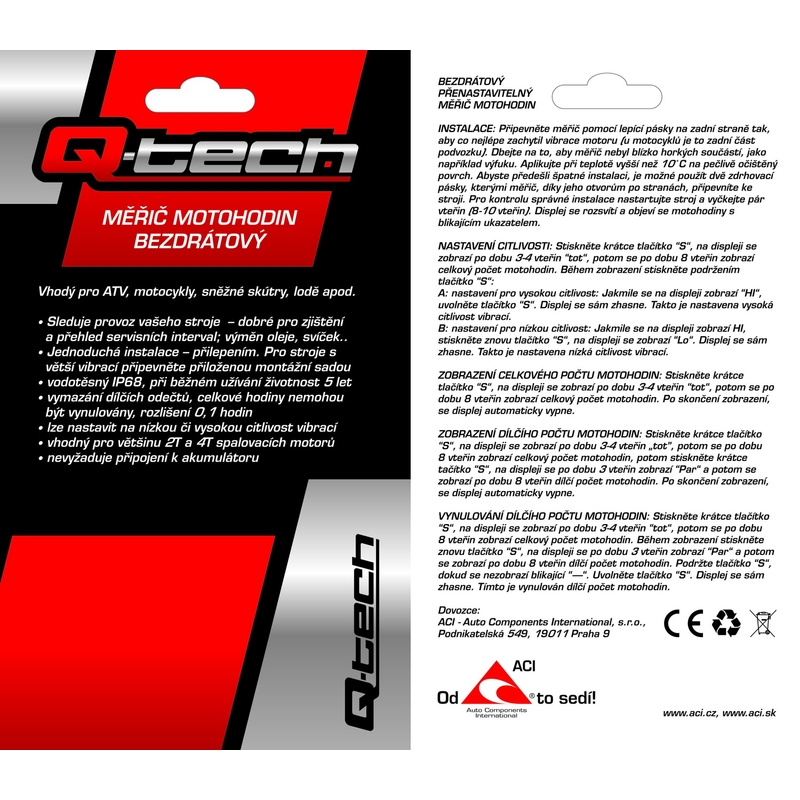 Contor orar wireless cu contor resetabil Q-TECH negru
