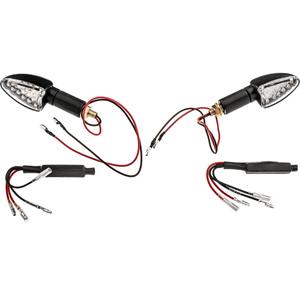 Semnalizatoare Oxford LED Arrow lungi cu lentilă transparentă și carcasă neagră