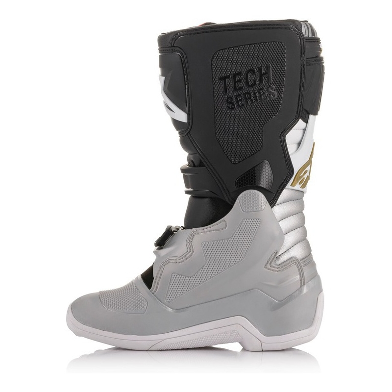 Ghete motocross Alpinestars TECH 7 S pentru copii, negru-argintiu-alb-auriu