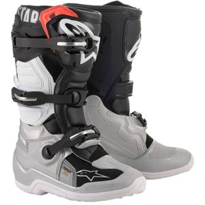 Ghete motocross Alpinestars TECH 7 S pentru copii, negru-argintiu-alb-auriu