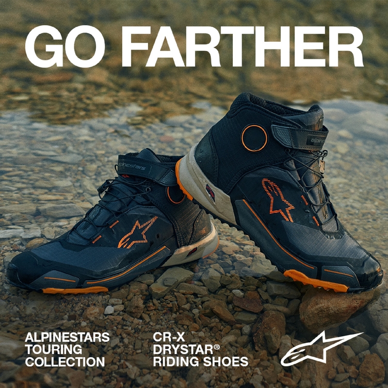 Ghete moto Alpinestars CR-X Drystar negru-maro-portocaliu