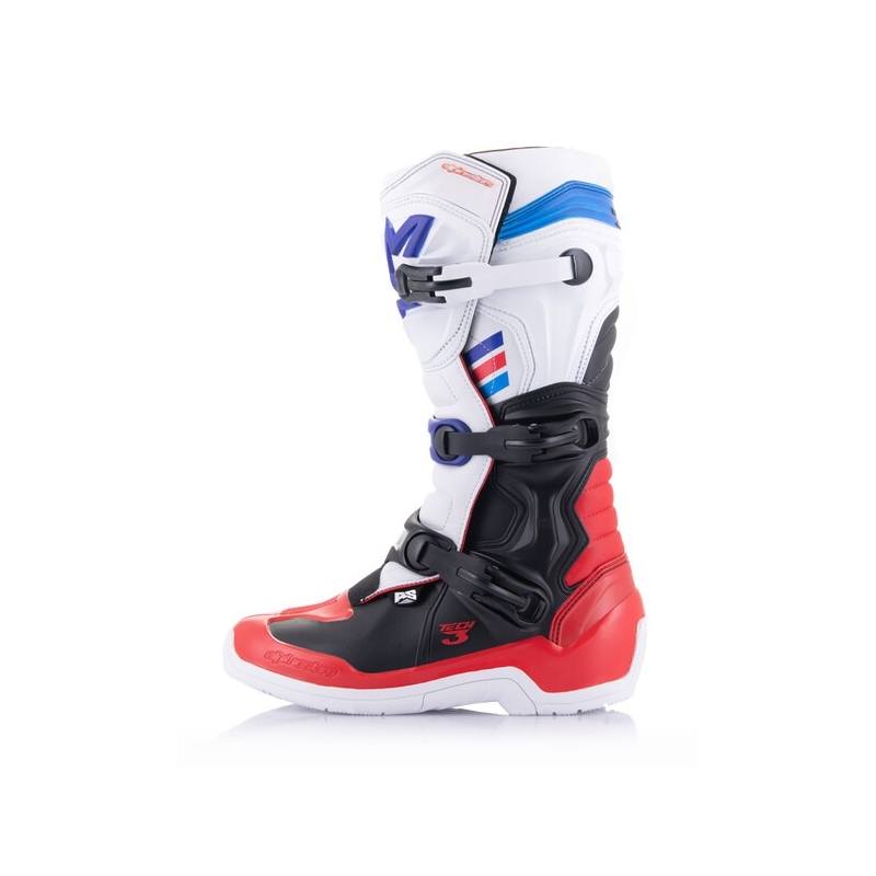 Ghete motocross Alpinestars TECH 3 alb-negru-albastru-roșu