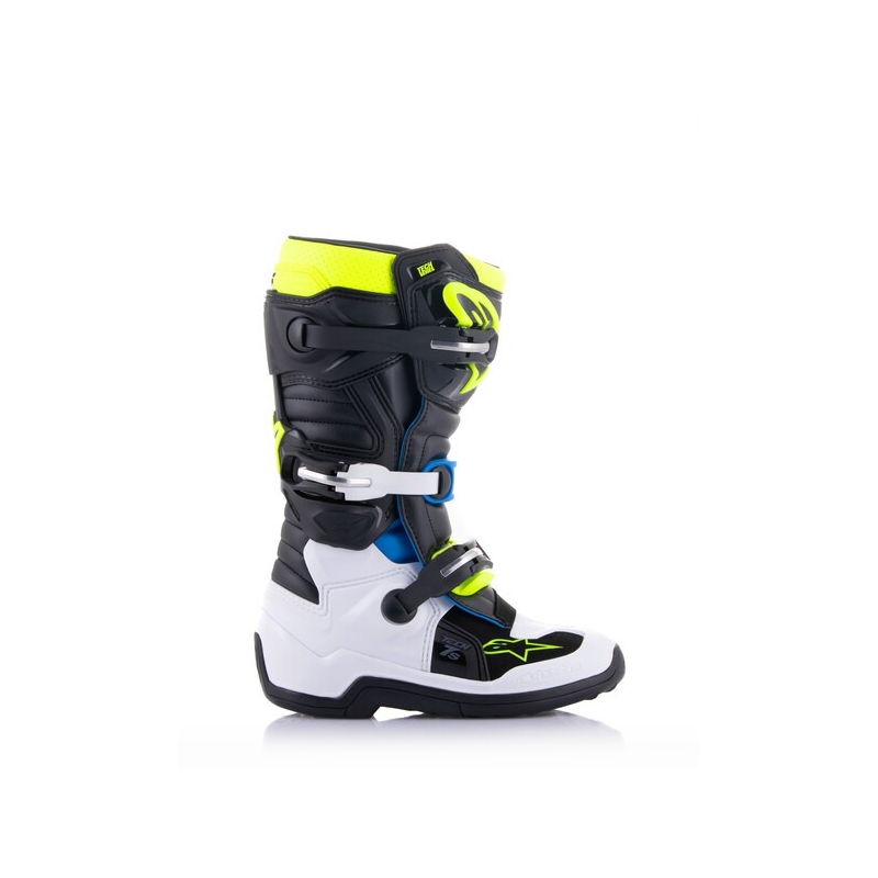 Ghete motociclete copii Alpinestars Tech 7 S negru-alb-galben fluo-albastru