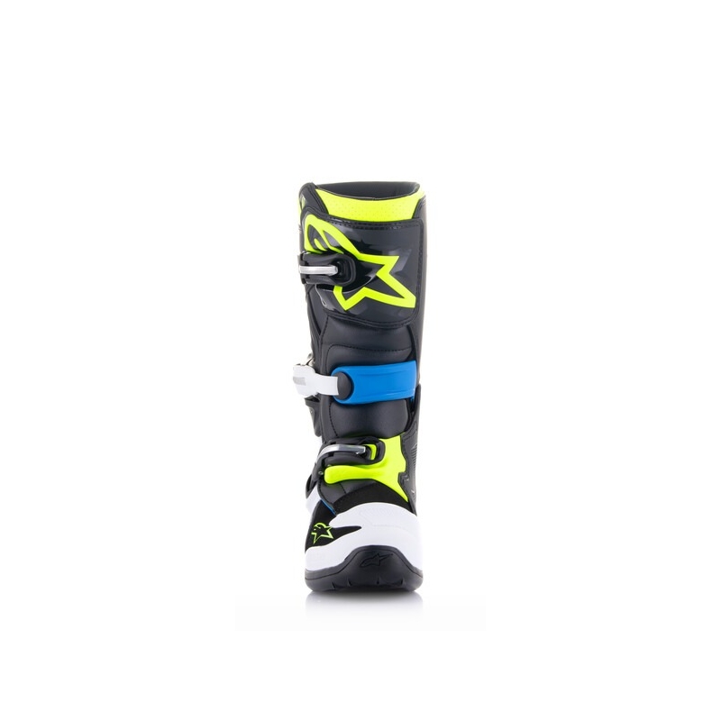 Ghete motociclete copii Alpinestars Tech 7 S negru-alb-galben fluo-albastru