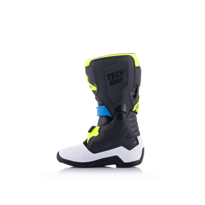 Ghete motociclete copii Alpinestars Tech 7 S negru-alb-galben fluo-albastru