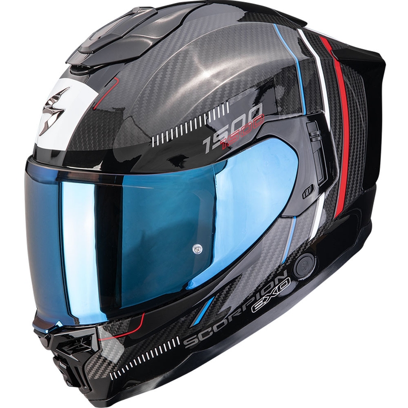 Cască integrală pentru motocicletă Scorpion EXO-1500 Carbon Air Zity negru-roșu-albastru
