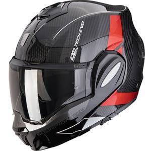 Cască de motocicletă Scorpion EXO-TECH EVO Carbon CAD, flip-up, negru-roșu