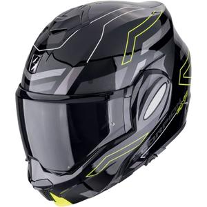 Cască de motocicletă rabatabilă Scorpion EXO-TECH EVO CONQUER negru-galben fluo