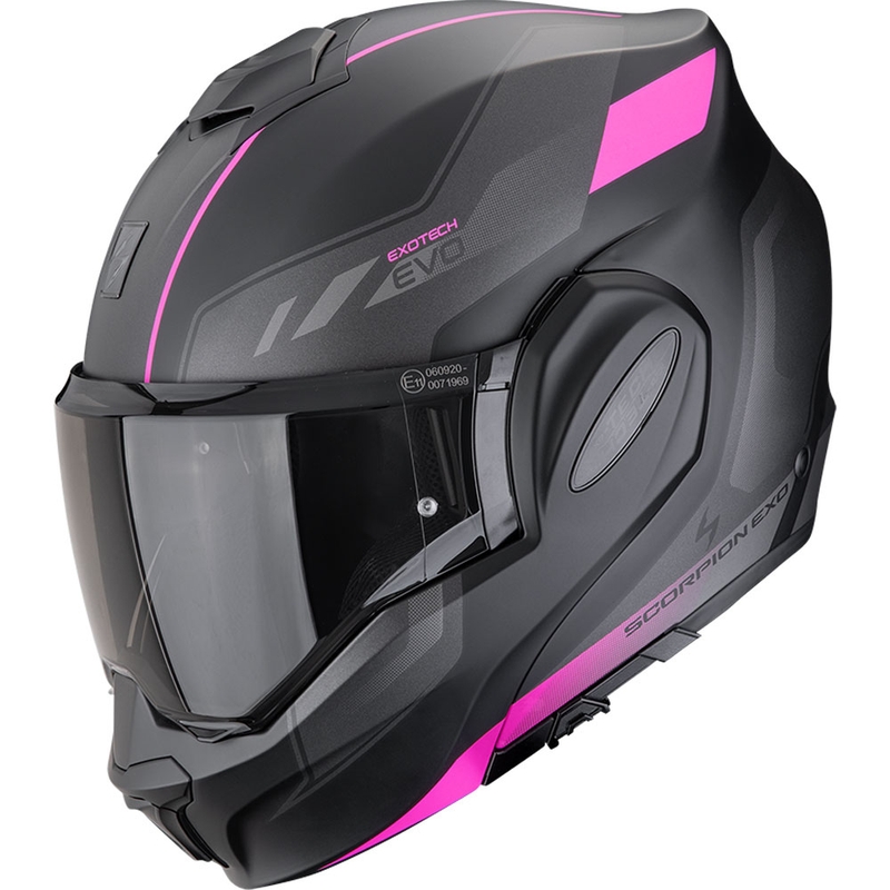 Cască de motocicletă Scorpion EXO-TECH EVO Socius, flip-up, negru mat-roz