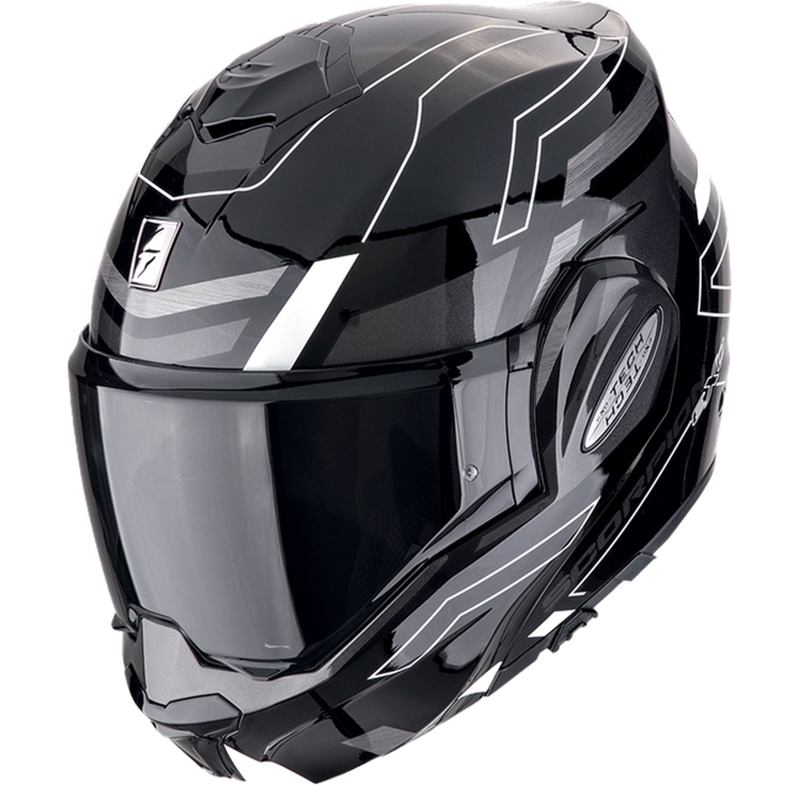 Cască de motocicletă rabatabilă Scorpion EXO-TECH EVO CONQUER negru-alb