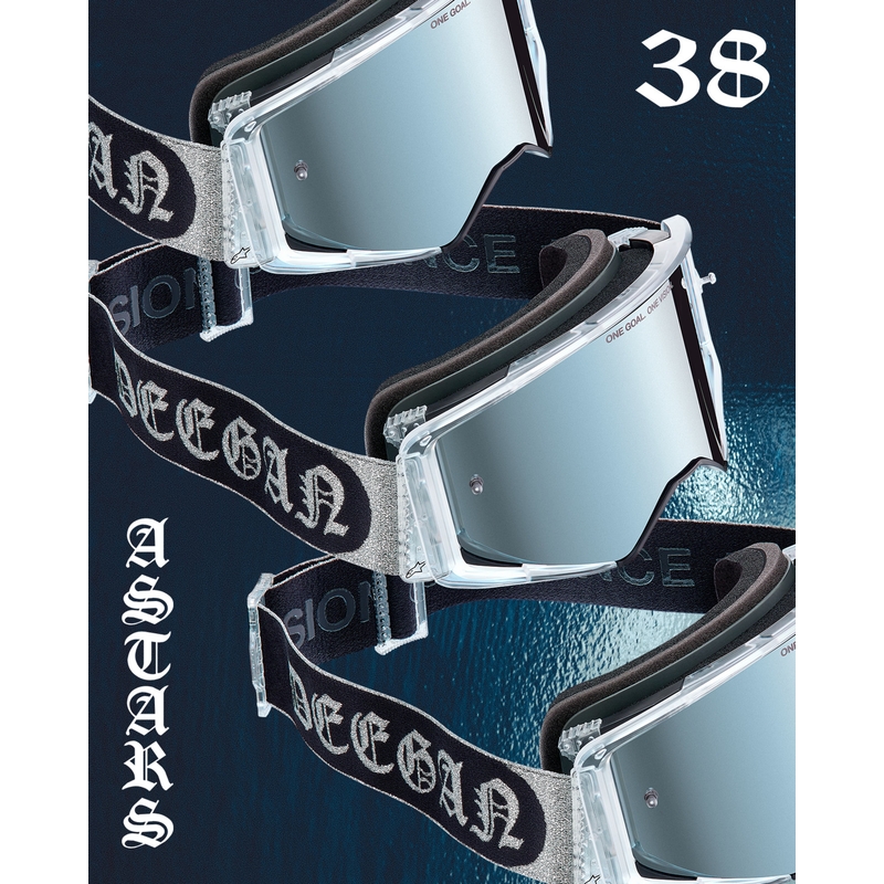 Ochelari motocross Alpinestars Supertech Vision DNGR38 XXV negri-argintii cu plexiglas argintiu oglindă