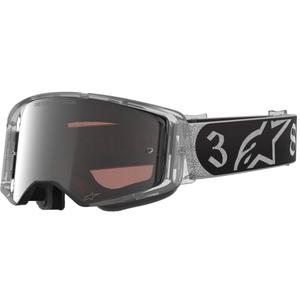 Ochelari motocross Alpinestars Supertech Vision DNGR38 XXV negri-argintii cu plexiglas argintiu oglindă