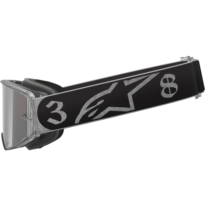 Ochelari motocross Alpinestars Supertech Vision DNGR38 XXV negri-argintii cu plexiglas argintiu oglindă