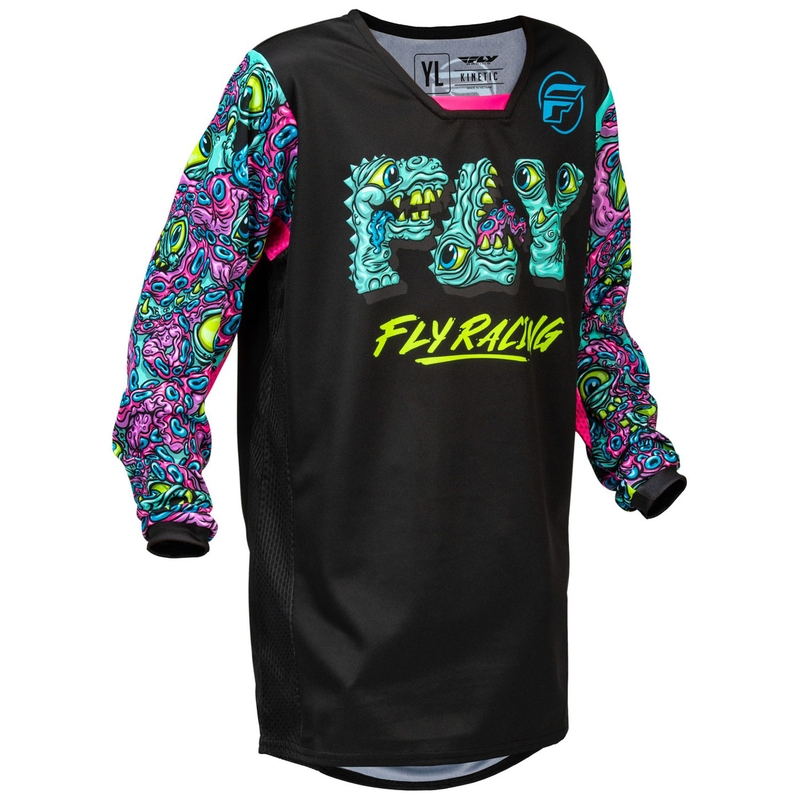 Tricou motocross copii FLY Racing KINETIC MUTANT negru-multicolor