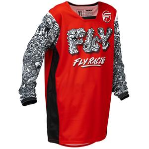 Tricou motocross pentru copii FLY Racing KINETIC MUTANT roșu-alb-negru