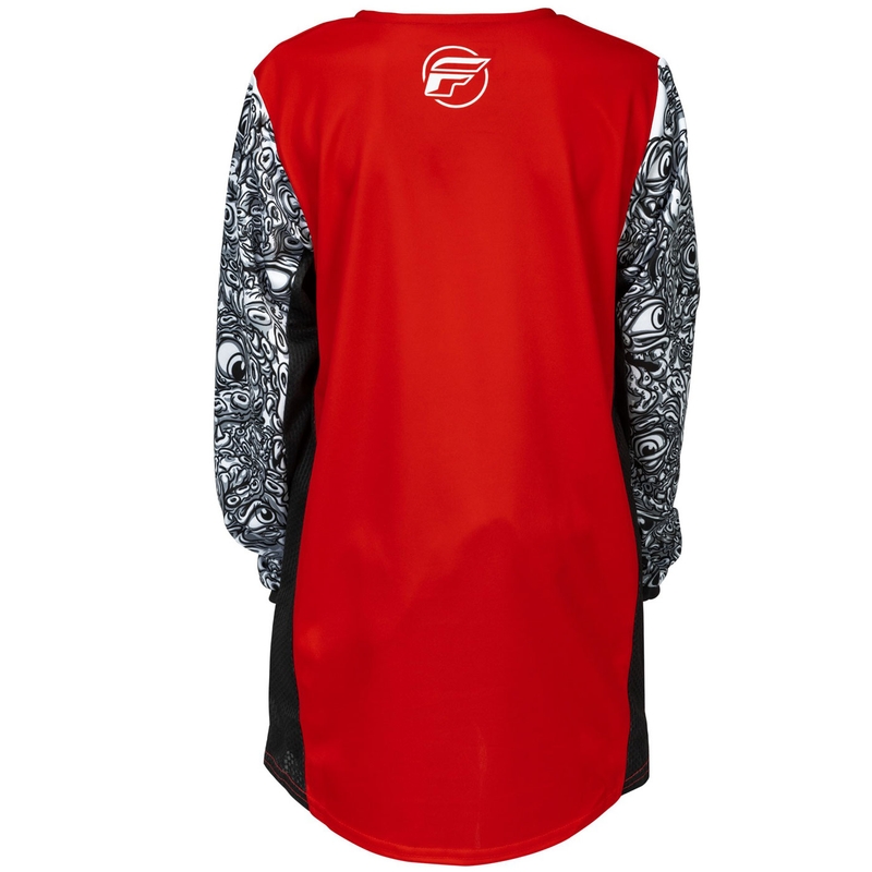 Tricou motocross pentru copii FLY Racing KINETIC MUTANT roșu-alb-negru