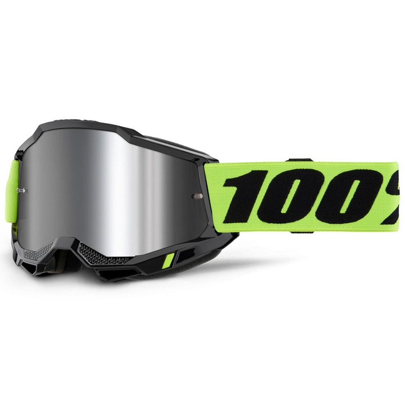 Ochelari motocross 100% Accuri 2 galben fluo cu plexiglas argintiu