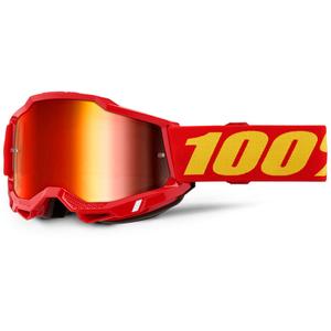 Ochelari motocross 100% Accuri 2 roșii cu plexiglas roșu