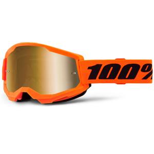 Ochelari motocross pentru copii 100% STRATA 2 portocalii cu plexiglas auriu oglindit