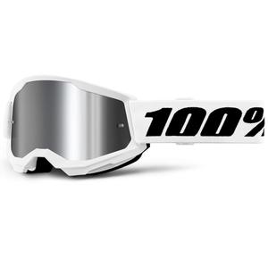 Ochelari motocross pentru copii 100% STRATA 2 albi cu plexiglas argintiu